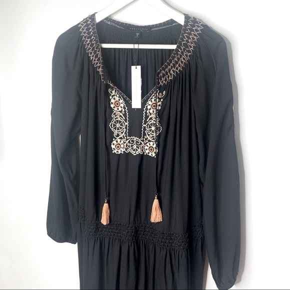 NWT Sanctuary Dress Black Freya Smocked long sleeve bohemian casual  Small - Picture 8 of 16